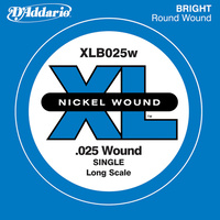 D'Addario XLB025W Nickel Wound Bass Guitar Single String, Long Scale, .025