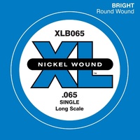 D'Addario XLB065 Nickel Wound Bass Guitar Single String, Long Scale.065