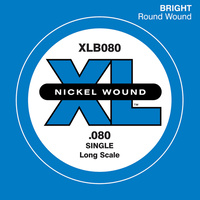 D'Addario XLB080 Nickel Wound Bass Guitar Single String, Long Scale, .080