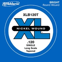 D'Addario XB120T Nickel Wound Bass Guitar Single String, Long Scale, .120, Tapered