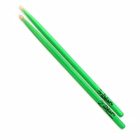 Zildjian 5A Acorn Neon Green Hickory Drumsticks Wood Acorn Tips 1 Pair