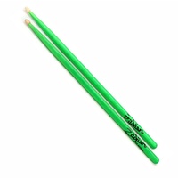 Zildjian 5A Acorn Neon Green Hickory Drumsticks with Wood Acorn Tips, 16" Length