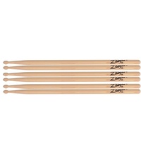 Zildjian 5A Drumsticks - 3 Pairs Hickory Wood Natural Finish Wood Tip 5A - Z5A