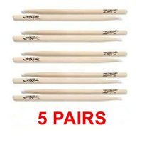 Zildjian  Z5BN Hickory Drumsticks 5BN Nylon Tip 5 Pairs Natural