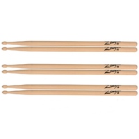 Zildjian 5B Drumsticks - 3 Pairs Hickory Wood Natural Finish Wood Tip - Z5B
