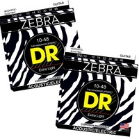 2 x DR Strings Zebra - Acoustic-Electric Guitar Strings Round Core 10-48  ZAE-10