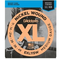 D'Addario EXL115W  Nickel Wound Medium wound 3rd Electric Strings 11 - 49