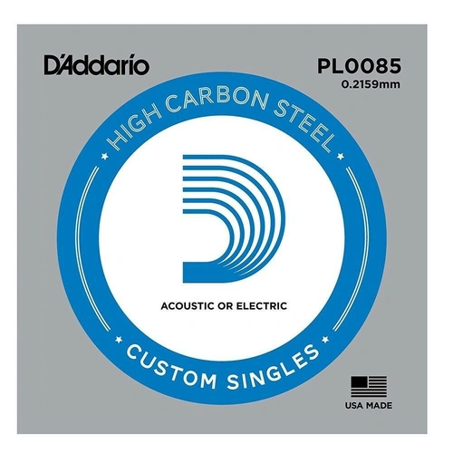 5 x D'Addario PL0085 Single Plain Steel .0085 Acoustic / Electric Guitar Strings