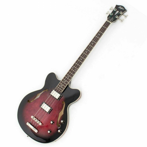 Hofner Verythin Bass - Long Scale Trans Dark Cherry All Maple with Hard Case