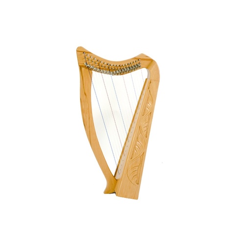 Pixie Harp 19 String Carved Beechwood Leaning with Bag