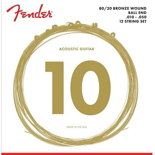 Fender Acoustic Guitar strings - 12-String 80/20 Bronze - .010-.050 - 70-12L