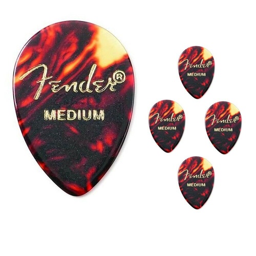 Fender Premium Celluloid Guitar Picks 358 Shell Medium - 5 Picks Teardrop