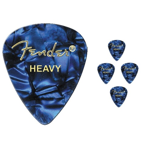 Fender Premium Colored Celluloid Guitar Picks 351 Blue Moto Heavy - 5 Picks