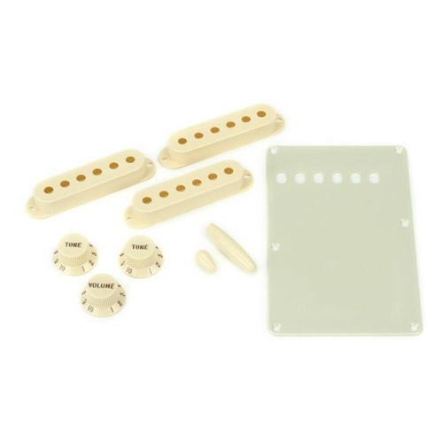 Fender Stratocaster Accessory Kit - Parchment Volume, Tone Knobs, Tremolo Cover 