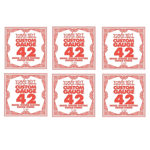 6 x Ernie Ball Nickel Wound Single Electric Guitar String .042 Gauge PO1142