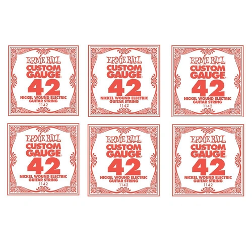 6 x Ernie Ball Nickel Wound Single Electric Guitar String .042 Gauge PO1142