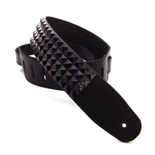 DSL 15BLACK25-15-1 Pyramid Black Studded Leather 2.5" Guitar strap