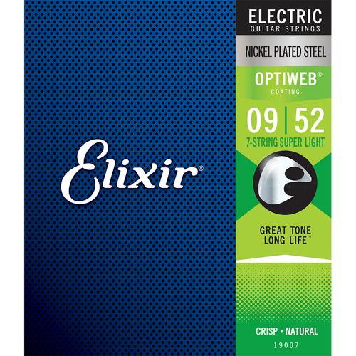 Elixir 19007 Optiweb Electric Guitar Strings - .009-.052 Super Light 7-string
