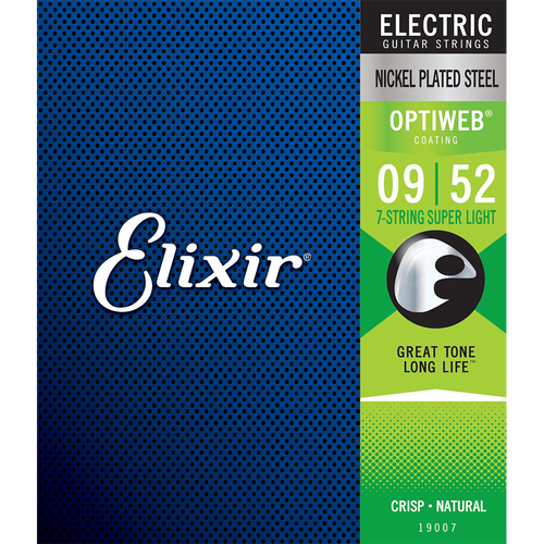 Elixir 19007 Optiweb Electric Guitar Strings - .009-.052 Super Light 7-string