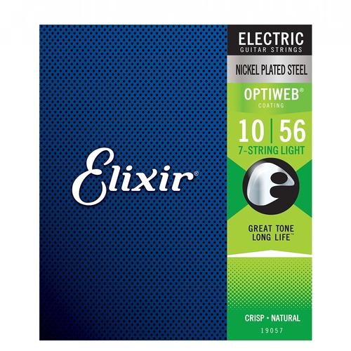 Elixir 19057 Optiweb Light Gauge 7-String Electric Guitar Strings 10 - 56