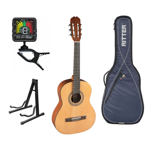 Admira Nylon String Classical Guitar - 1/2 size Pack, Inc Bag, Stand and Clip on Tuner