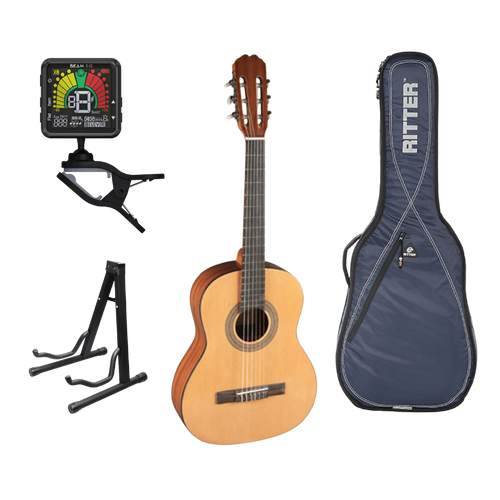 Admira Nylon String Classical Guitar - 1/2 size Pack, Inc Bag, Stand and Clip on Tuner