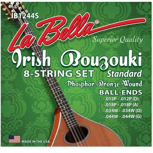 La Bella 1B1244S Irish  BOUZOUKI, 8-String phosphor Bronze Standard  Strings Set