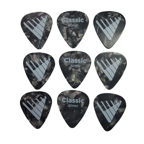 D'Addario Angkor Exclusive Black Pearl Celluloid Guitar Picks, 9 Picks, 0.50mm