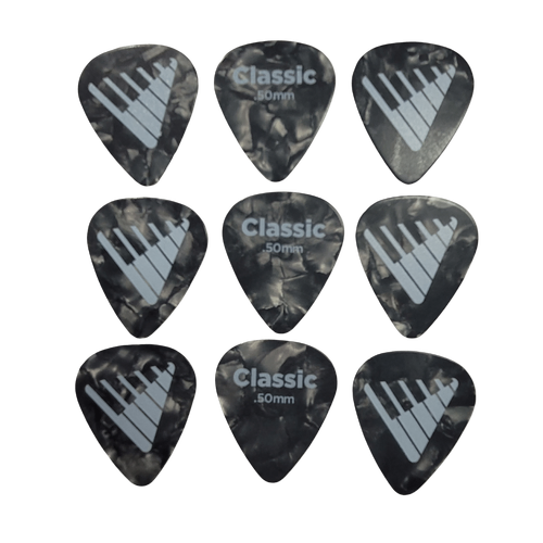 D'Addario Angkor Exclusive Black Pearl Celluloid Guitar Picks, 9 Picks, 0.50mm