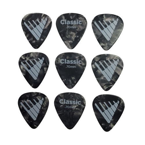 D'Addario Angkor Exclusive Black Pearl Celluloid Guitar Picks, 9 picks, 0.70mm