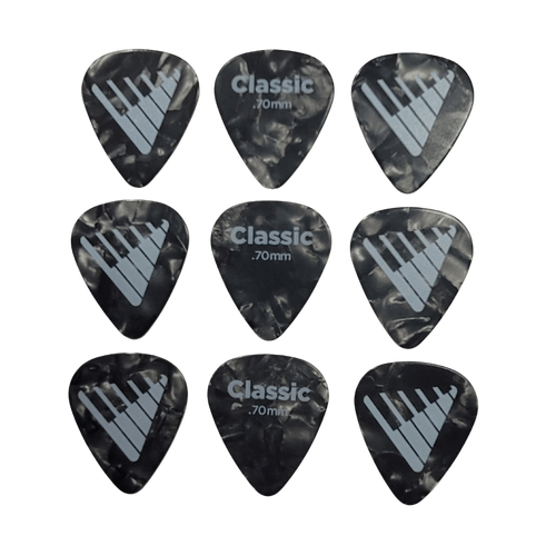 D'Addario Angkor Exclusive Black Pearl Celluloid Guitar Picks, 9 picks, 0.70mm
