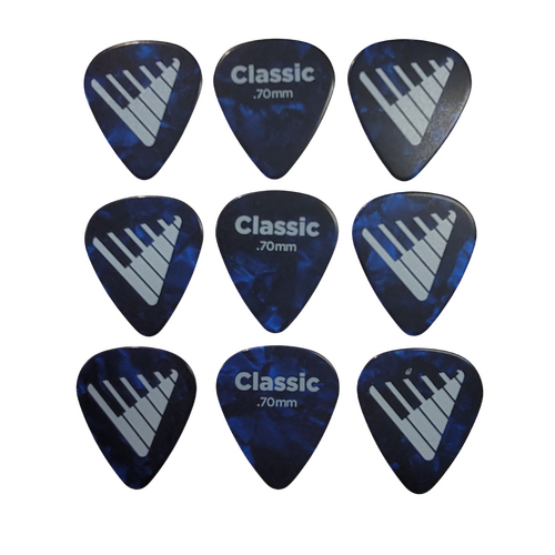 D'Addario Angkor Exclusive Blue Pearl Celluloid Guitar Picks, 9 Picks ,0.70mm