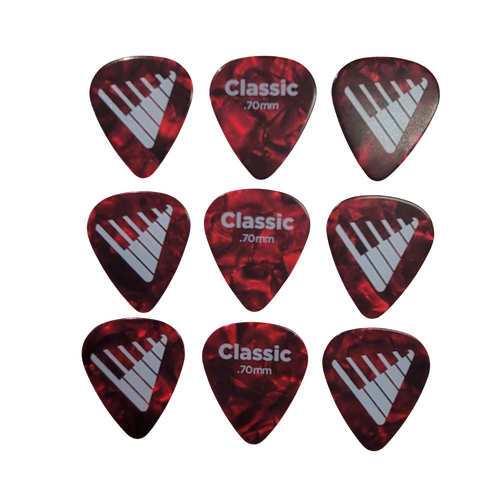 D'Addario Angkor Exclusive Red Pearl Celluloid Guitar Picks, 9 Picks 0.70mm