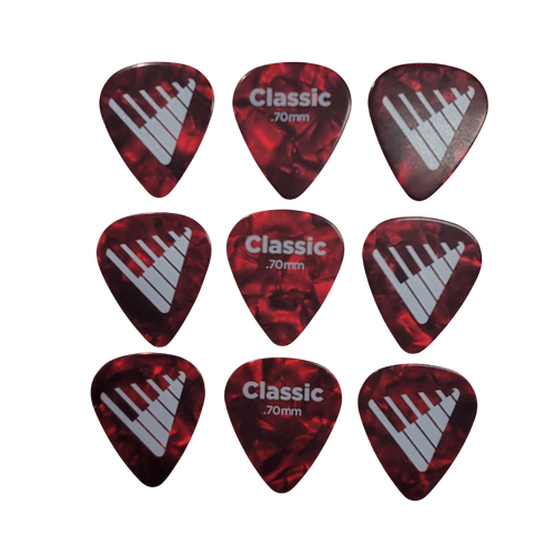 D'Addario Angkor Exclusive Red Pearl Celluloid Guitar Picks, 9 Picks 0.70mm