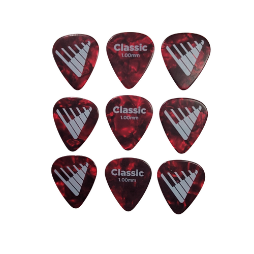 D'Addario Angkor Exclusive Red Pearl Celluloid Guitar Picks, 9 Picks 1.00mm