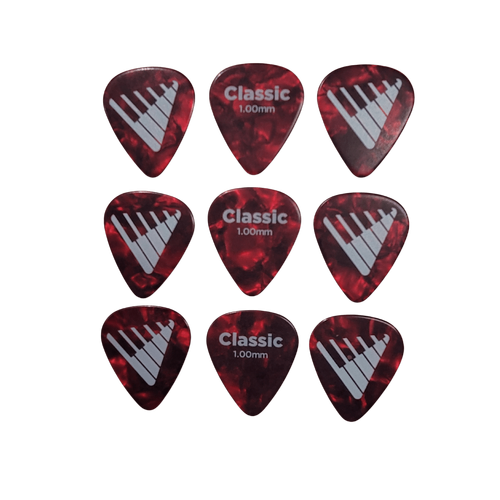 D'Addario Angkor Exclusive Red Pearl Celluloid Guitar Picks, 9 Picks 1.00mm