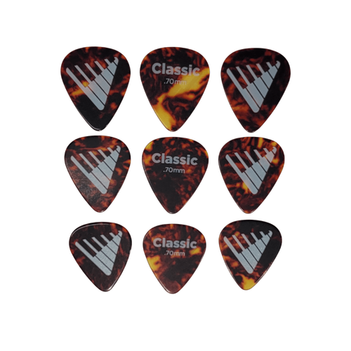 D'Addario Angkor Exclusive Shell-Color Celluloid Guitar Picks, 9 Picks, 0.70mm