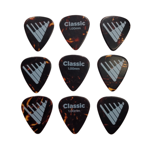 D'Addario Angkor Exclusive Shell-Color Celluloid Guitar Picks, 9 picks 1.0mm