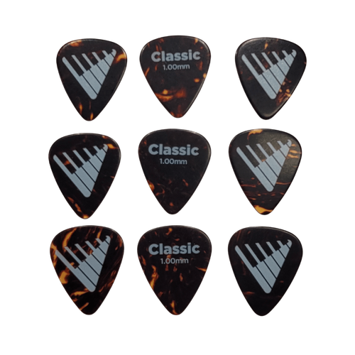 D'Addario Angkor Exclusive Shell-Color Celluloid Guitar Picks, 9 picks 1.0mm