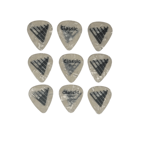 D'Addario Angkor Exclusive White Pearl Celluloid Guitar 9 Picks,  0.50mm
