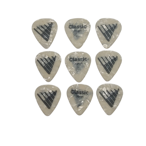 D'Addario Angkor Exclusive White Pearl Celluloid Guitar Picks, 9 Picks 0.70mm