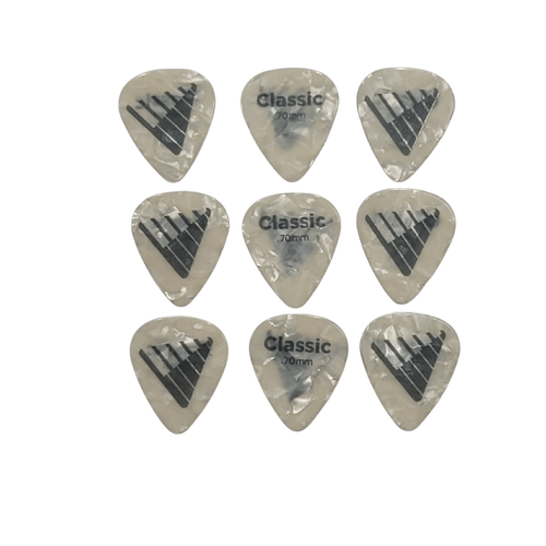 D'Addario Angkor Exclusive White Pearl Celluloid Guitar Picks, 9 Picks 0.70mm