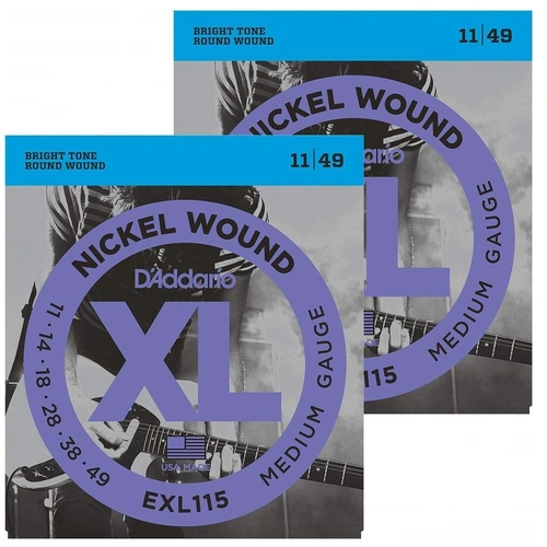 D'Addario EXL115 Nickel Wound Medium  Electric Guitar Strings 11 - 49   2 sets 