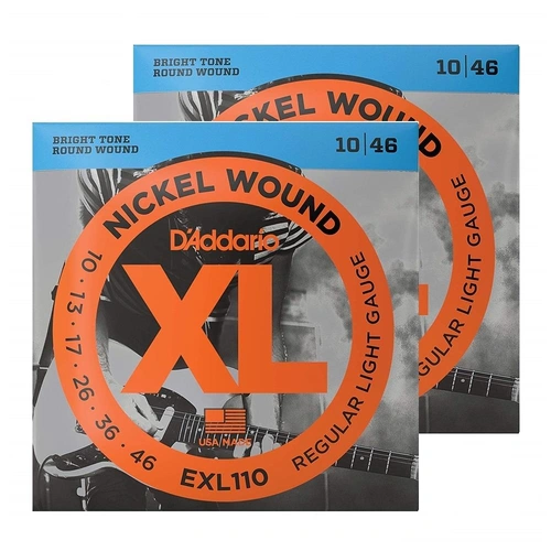 D'Addario EXL110 Nickel Wound Light Electric Guitar Strings 10 - 46   2 sets 