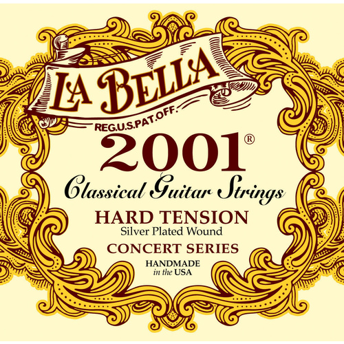La Bella 2001 Hard Tension Silver Wound Concert Classical Guitar Strings