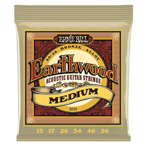 Ernie Ball 2002 Earthwood 80/20 Bronze Medium Acoustic Guitar Strings 13-56