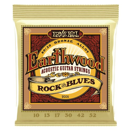 Ernie Ball 2008  80/20 Bronze Rock & Blues Acoustic Guitar Strings  10 - 52