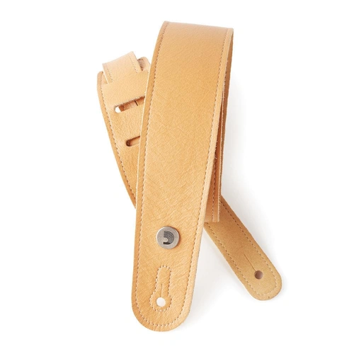 D'Addario Slim Garment Leather Guitar Strap, Yellow