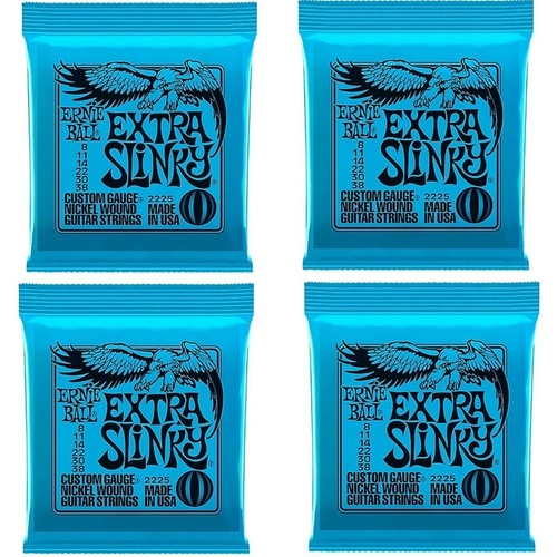 Ernie ball 2225 Extra Slinky Electric guitar strings Gauge  8 - 38  4 sets