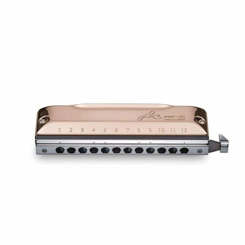 Tombo Mu/Mew Short Cross Chromatic Harmonica - Pink Gold
